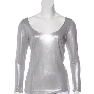 Ralph Lauren Silver metallic scoop neck top